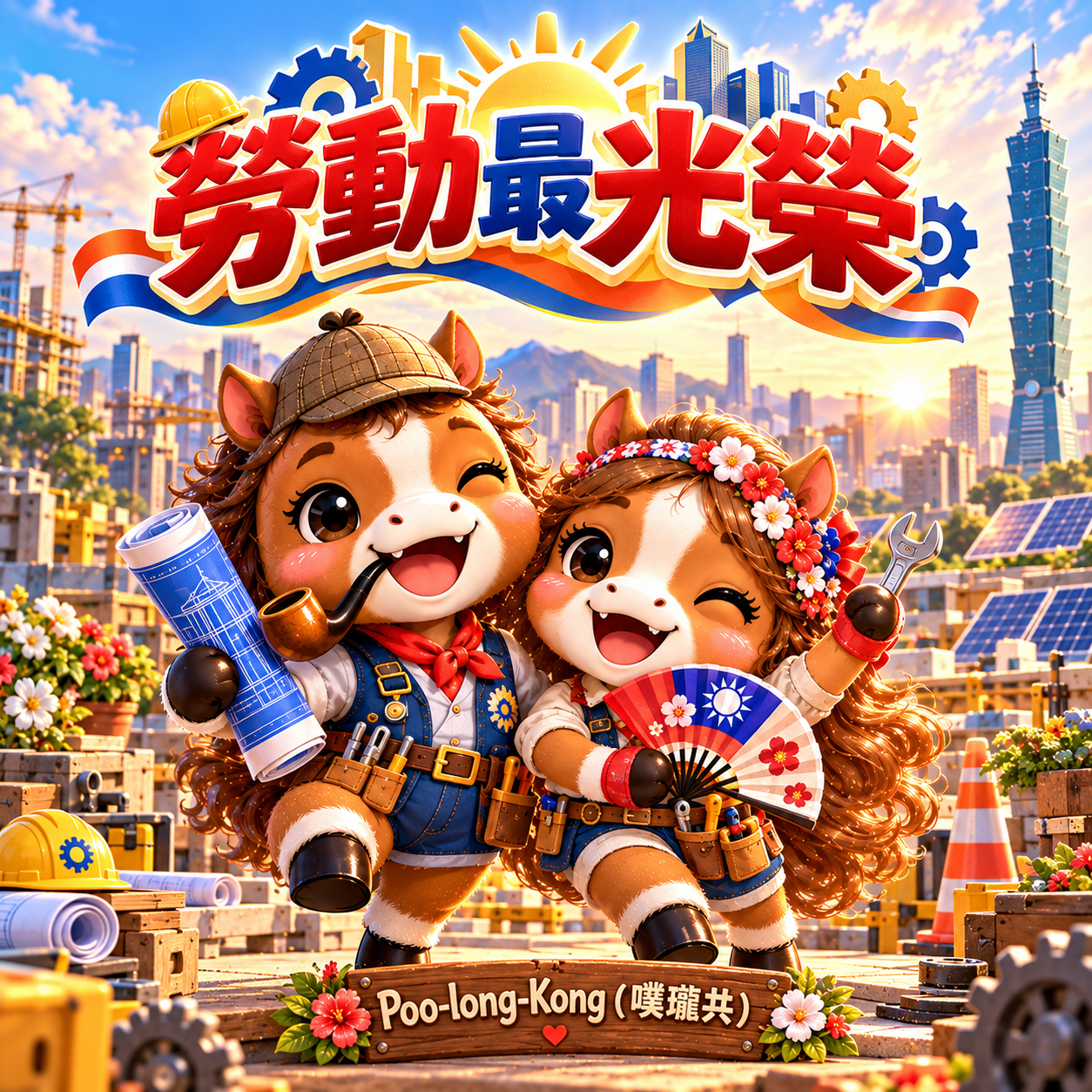Poo-long-Kong（噗瓏共）2026 馬年勞動節節慶圖片