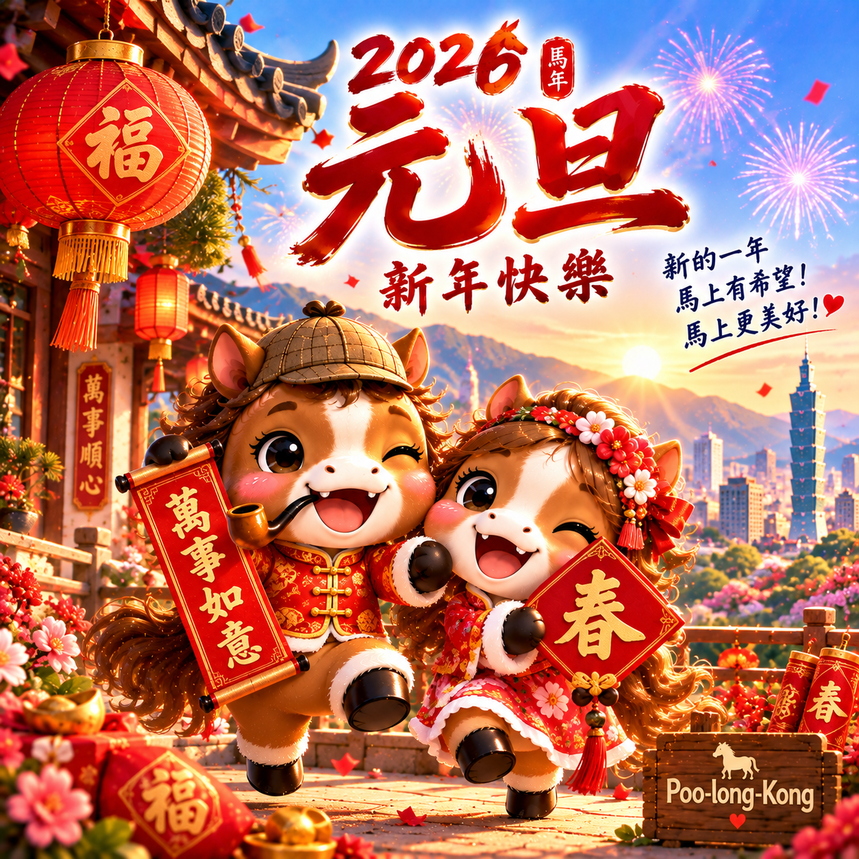 Poo-long-Kong（噗瓏共）2026 馬年元旦節慶圖片