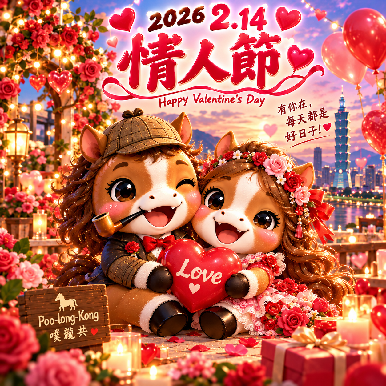 Poo-long-Kong（噗瓏共）2026 馬年情人節節慶圖片